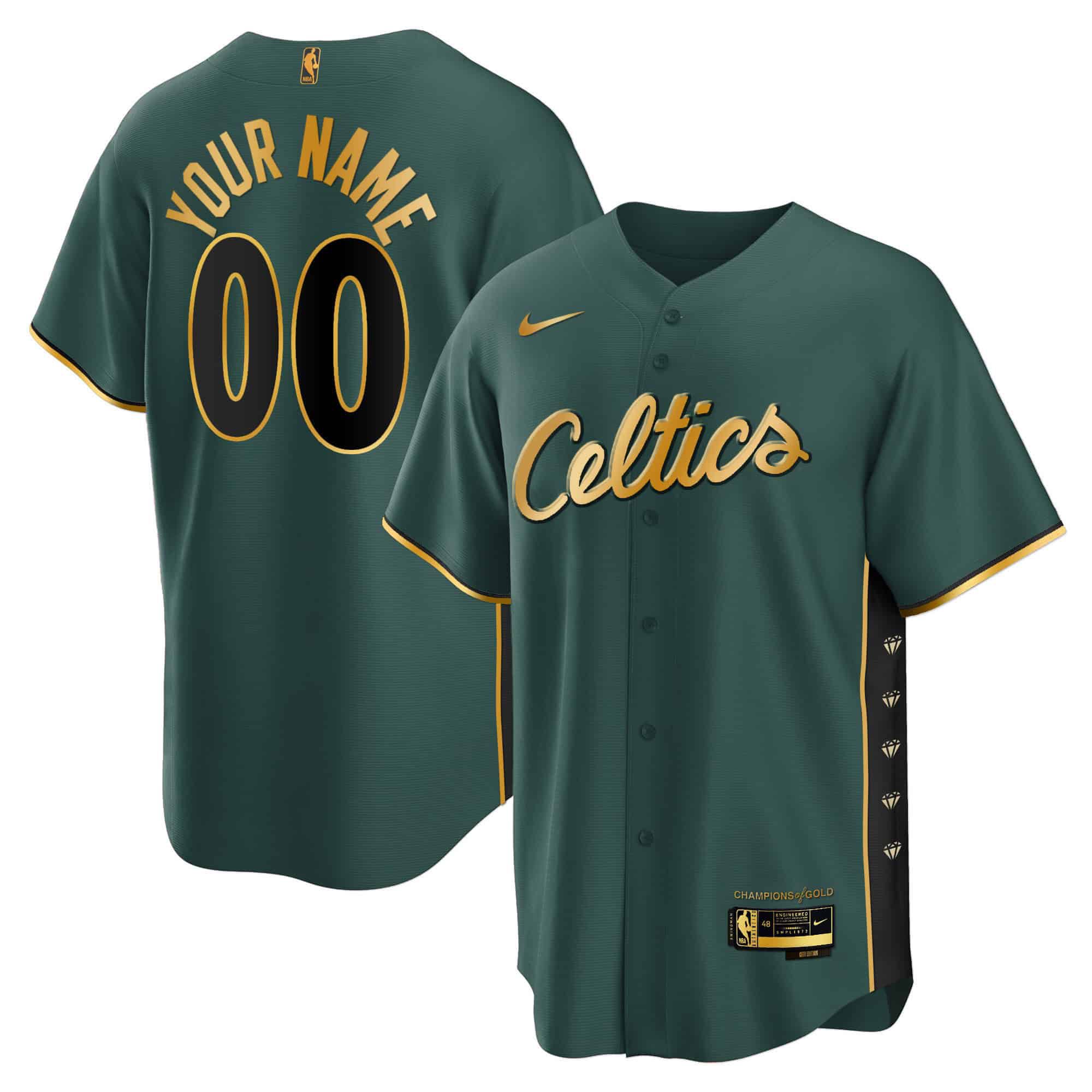 Men Boston Celtics Green 2024 Nike Baseball Custom NBA Jersey style 2